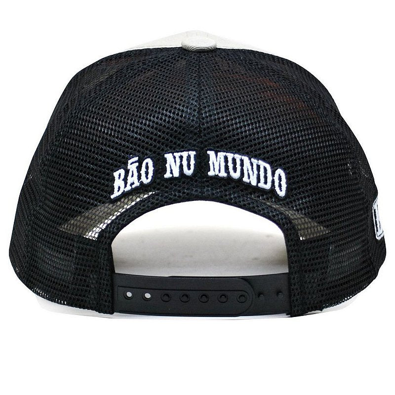 Boné Bão Nu Mundo - Bege e Preto - 6 gomos - Levemente Raso